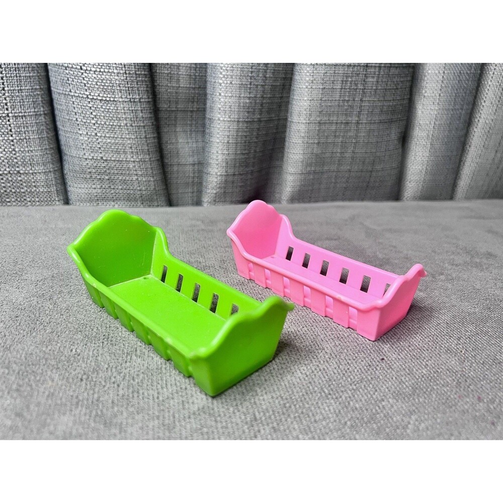 Vtg Barbie Sunshine Family Baby Sits Cradle Bassinet Crib Lot Green Pink Toy